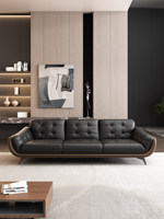 Canapé de bureau moderne en cuir, style italien, trois places, personnalisable, cadre en bois massif, garantie 8 ans