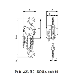 Hauteur totale extrêmement faible Opération facile Crochet rotatif à 360 ° Palan à chaîne à main Yale VS III Boîtier en acier estampé entièrement fermé - Product Image 4