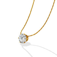 Collier pendentif rond en zircon délicat Gaovo, plaqué or 18 carats, chaîne serpent en acier inoxydable, bijou solitaire minimaliste, cadeau pour femme