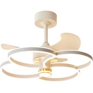 Ventilador de techo LED minimalista moderno con aspas de plástico ocultas, 200W, control inteligente para sala de estar, dormitorio, balcón - Product Image 4