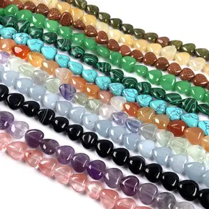 10*10mm Crystal Loose Strand Beads for DIY Bracelet Heart Shape Genuine Natural Loose Gemstone Stone Beads for Jewelry Making