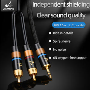 Cable de Audio HIFI 6N OFC de una pieza de 3,5mm a <span class=keywords><strong>2RCA</strong></span> HiFi para teléfono, ordenador y amplificador, RCA doble para altavoz - Product Image 2