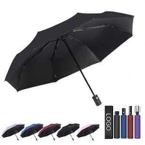ร่มพับอัตโนมัติแบบพกพา แข็งแรง ทนลม ทนพายุ พร้อมโลโก้ สำหรับผู้ชายและผู้หญิง - Product Image 1