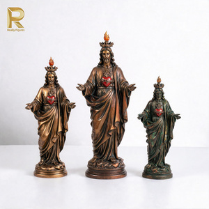 Sagrado Corazón de Jesús, Figura Religiosa de Bronce Fundido en 3D con Pátina Antigua, Decoración Católica para el Hogar o Iglesia, Regalo con Diseño Tallado a Mano - Product Image 1