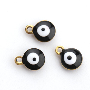 Pendentif œil porte-bonheur 6 mm en acier inoxydable coloré, double face, forme goutte, pour la fabrication de colliers, composants de bijoux DIY - Product Image 3