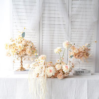 Ornements de table de dessert de mariage en soie de style européen LQ personnalisés, boules de fleurs longues, blanc pur LQHL005