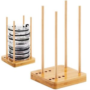 Wooden <b>Cup</b> Lid Storage Rack Square Desktop Organizer For Coffee Shop Bar Counter <b>Disposable</b> <b>Cups</b> - Product Image 1
