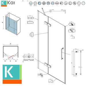 Kamalu KT6000N Porta Doccia Interna con Cerniere 2 Pannelli Fissi 165cm Nero Rettangolare Aspetto Dritto Impermeabile 8mm - Product Image 3