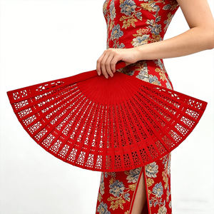 Abanico Plegable de Madera Hecho a Mano, Abanicos de Bambú Tallados al Vacío de Estilo Vintage para Bodas, Fiestas, Regalos de Cumpleaños - Product Image 1