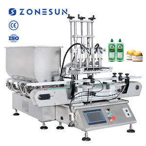Machine de remplissage automatique ZONESUN à pompe à piston pour liquides épais et pâtes, idéale pour le beurre de cacahuète, les lotions, les crèmes, les confitures et le miel - Product Image 1