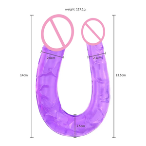 U-vormige transparante dubbelzijdige zachte <span class=keywords><strong>strapon</strong></span> dildo van jelly, seksspeeltje voor vrouwen en lesbische masturbatie - Product Image 6