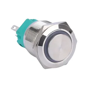 High Durability 19MM High Head 1NO 1NC Momentary/ Latching Waterproof Metal Push Botton Switch with LED Illuminated
