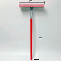 Nettoyeur de vitres double face - Manche rouge + éponge nid d'abeille et raclette en caoutchouc, idéal pour le nettoyage des vitres de la maison, de la voiture et de la salle de bain