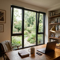 Fenêtre à battant et à bascule en aluminium ultra-mince de style européen, triple vitrage, verre Low-E, certifiée U-Value pour maison passive
