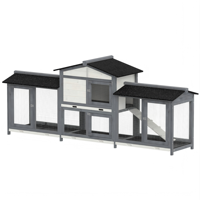 Cage à lapins moderne en bois de sapin de haute qualité avec enclos double latéral, toit en asphalte imperméable, plateau de nettoyage extractible, pour utilisation en extérieur dans la cour.
