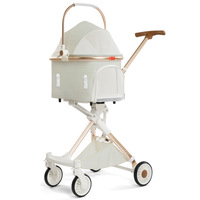 Poussette pliable légère pour animaux de compagnie, pour chiens de petite et moyenne taille, 4 roues, en tissu Oxford, portable, rétractable, pour l'extérieur