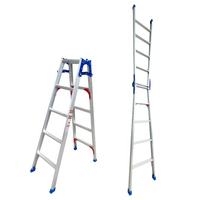 Échelle pliante en aluminium antidérapante 2x5 marches, double face, pieds réglables, haute résistance, portable, pour supermarché, salle de sport, charge 150 kg