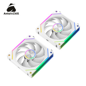Ventilateur AntarcChill White Daisy Chain avec anneau central CD et miroir latéral, sans outil, modulaire, ARGB, haut débit d'air, OEM d'usine - Product Image 5