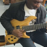 Guitare Basse Électrique GALYDA Neck-Through-Body 4, 5 ou 6 Cordes avec Micros Actifs, Corps en Frêne et Table en Bois de Zèbre, Basse Personnalisée en Gros