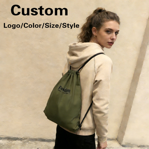 Custom Logo Sports Canvas Drawstring Backpack Bundle Pocket Simple Tutoring Schoolbag for Students for Basketball Polyester