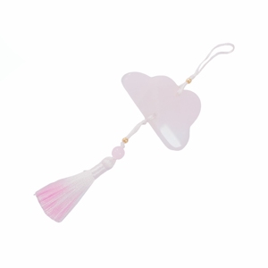 Cloud Shape pink quartz Tassel Pendant With Pink Gradient Fringe Decorative Charm <b>For</b> Bag Or Keychain - Product Image 5