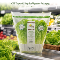 Sacs d'emballage transparents trapézoïdaux pour légumes, personnalisables avec logo, manchons alimentaires pour laitues, pour l'emballage de produits frais