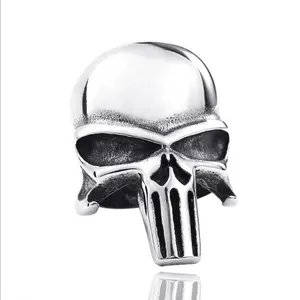 Popular Movies Jewelry Wholesale Mens Vintage Stainless Steel Punisher Rings