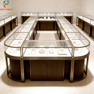 Kiosque à bijoux professionnel HonTay pour centre commercial de luxe, design îlot, <span class=keywords><strong>vitrine</strong></span> en verre trempé, éclairage LED, visibilité à 360 degrés - Product Image 1