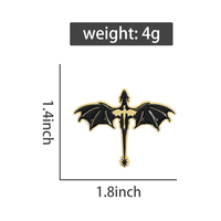 Quatrième aile émail broche fantaisie roman inspiré Dragon noir broche bijoux cadeau pour amis en vrac en gros