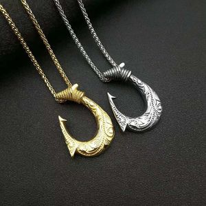 สร้อยคอจี้ตะขอไวกิ้งเหล็กไทเทเนียม สีทองและสีเงิน เครื่องประดับแฟชั่นสำหรับทุกเพศ สร้อยคอโซ่สแตนเลส - Product Image 1