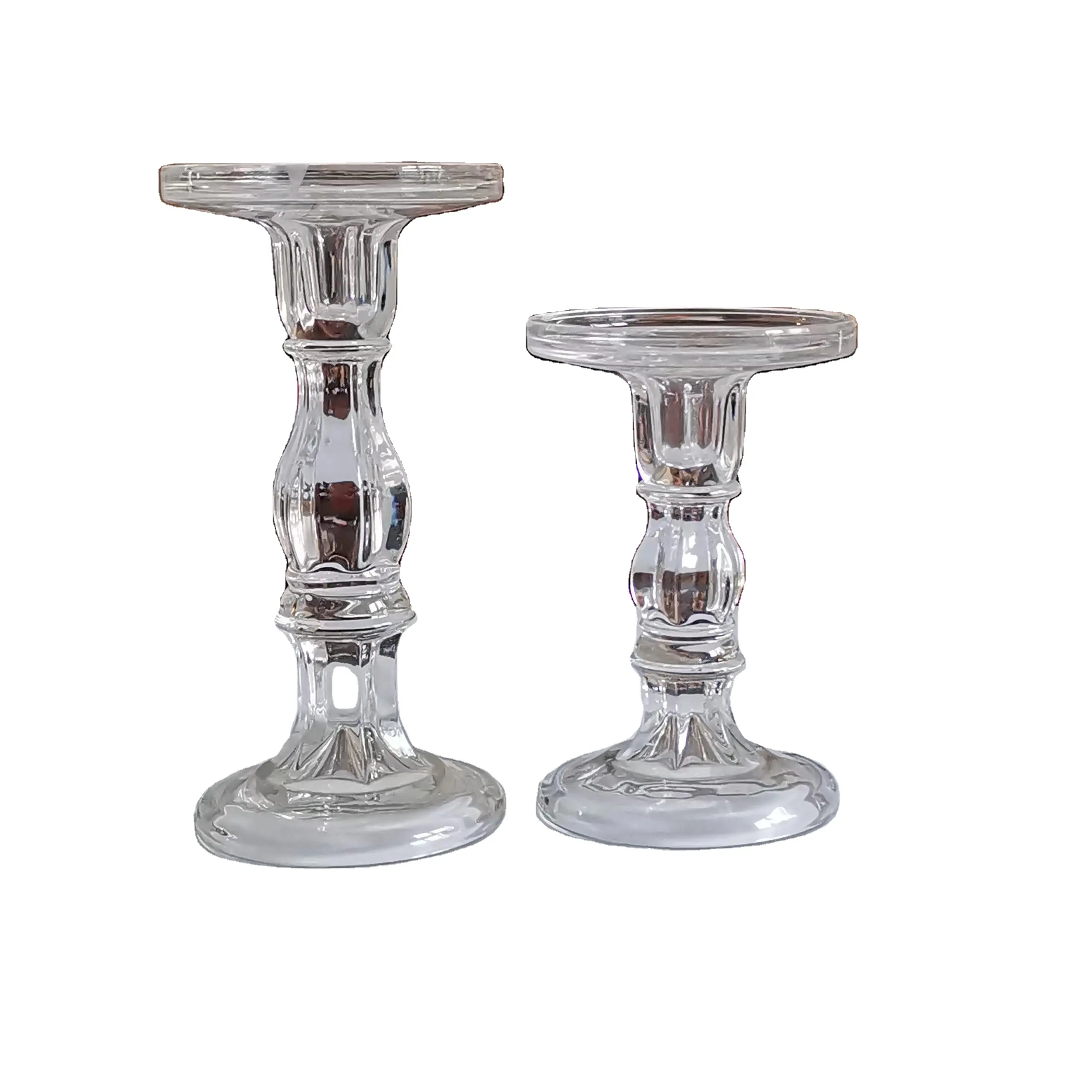Customized vintage hurricane glass candlestick crystal glass candle holder home decor pillar glass taper candle holders