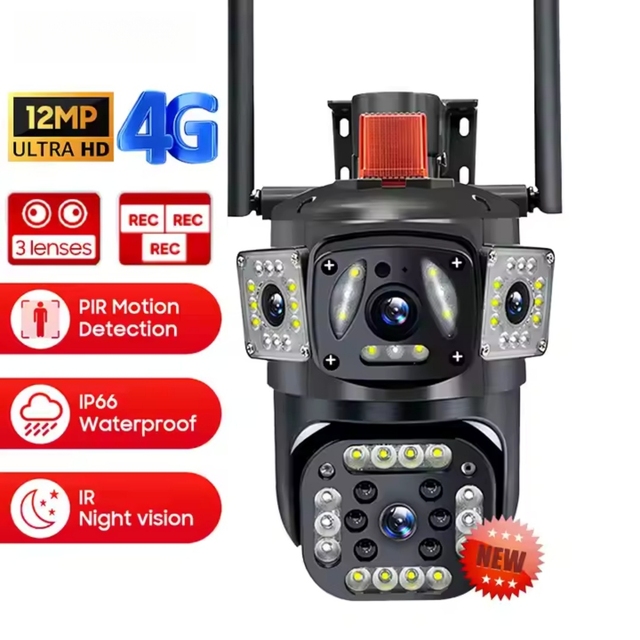 V380 High Quality Home Security Camera 4G Wifi 4 Lens Wired PTZ Network AI Tracking CMOS Built-in Mic Network Security