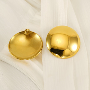 ZOGXIN Stud Earrings Gold Silver Round Hemispherical Geometric Stainless Steel Women's Fashion Jewelry Gift - Product Image 4