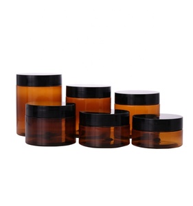 4Oz 8Oz Huisdier Amber Plastic Potten Met Deksels Voorraad Lage Moq Custom Cosmetische Jar Set Zalfpotje