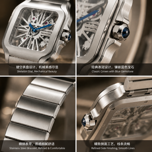 Designer Original High Quality <b>Skeleton</b> <b>Watch</b> Square <b>Skeleton</b> Dial Sapphire Crystal Style Men's <b>Automatic</b> Mechanical <b>Watch</b> - Product Image 6