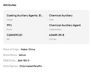 Parafina Clorada de Grado Industrial CP52 52% para Materia Prima de Plástico y Cables - Product Image 6