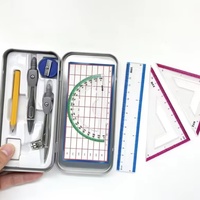 Juego de Dibujo de Geometría Matemática de Metal de 9 Piezas para Estudiantes, con Caja de Papel, Venta al Por Mayor