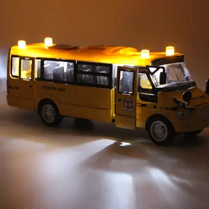 Diecast אוטובוס לשחק כלי רכב דלתות פתוח למשוך בחזרה אוטובוס הצהוב צעצוע לפעוטות דגם אוטובוס צעצועים