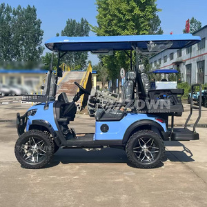 ZOWN Bright Blue 4-seat Off-road Electric Golf Cart with Two Front Two Rear-facing Seats for Tourist Attractions 2-Year Warranty - Product Image 5