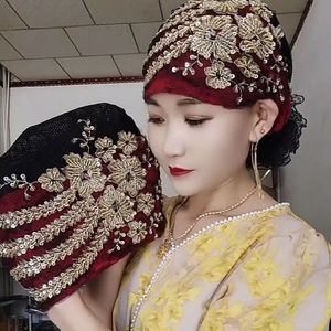 Wholesale 2025 New Designer African Glitter <b>Hat</b>, Muslim Headscarf, Large Sequin Elastic Women's Ethnic <b>Hat</b> - Product Image 1