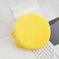 Porte-monnaie rond en peluche avec fermeture éclair promotionnelle de 8 cm, porte-clés, porte-cartes, sac à main, mini porte-monnaie de couleur bonbon