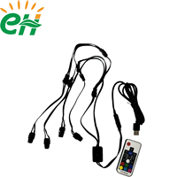 Mini-lumière d'ambiance universelle pour voiture, en fibre optique plastique, avec LED RGB 1-vers-1/2/4, télécommande RF, USB 5V, pour tapis et vêtements