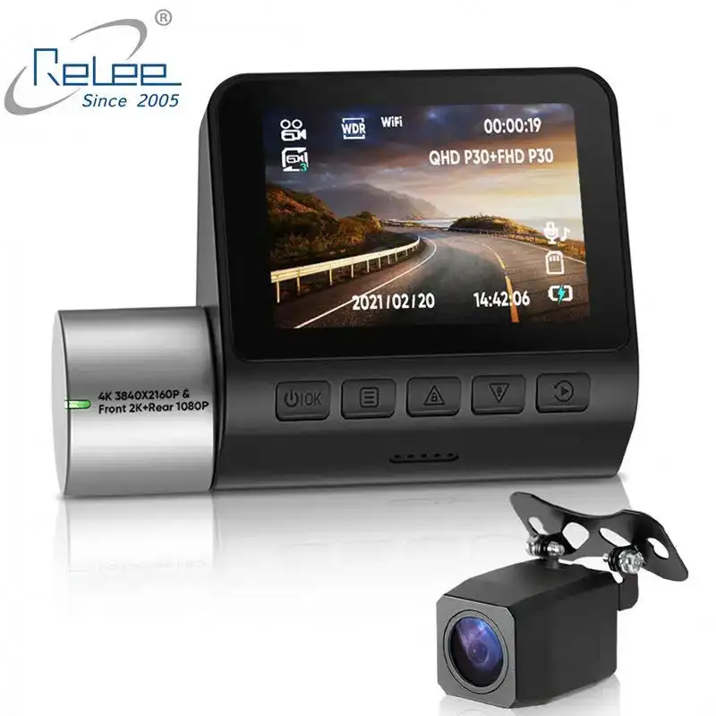 En popüler 4K WiFi GPS Dash kamera ile park monitörü ve arka kamera desteği arka kamera 1080P dvr coche