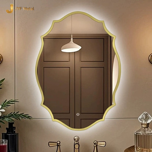 C415 High Quality Stainless Steel <b>Mirror</b> Framed Hanging Wall <b>Mirror</b> Decoration <b>Square</b> Oval Metal <b>Mirror</b> Villa Hotel Bathroom - Product Image 4