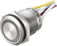 Interrupteur à bouton-poussoir HBAN Micro-travel IP65 16/19/22mm avec anneau LED et fils, momentané, en acier inoxydable pour micro-interrupteur industriel