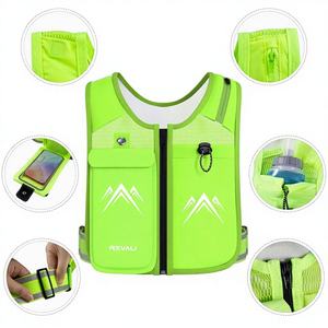 Chaleco Reflectante para Correr con Botella de Hidratación, Cinturón Ajustable, Material Transpirable, Bolsillo para Teléfono, Capacidad de 36-56L, Cierre de Cremallera - Product Image 1