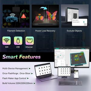 Imprimante <span class=keywords><strong>3D</strong></span> <span class=keywords><strong>FLASHFORGE</strong></span> AD5X multicolore 4 couleurs, IFS 600 mm/s, haute vitesse, extrudeuse directe 300C, nivellement automatique, entièrement métallique - Product Image 6