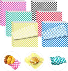 Waxed 2026 <b>Paper</b> Sheets 12 * 12 Inch, 200 Pcs Food Basket Liners for Sandwiches, Burgers, Checkered 2026 <b>Wrap</b> - Product Image 1