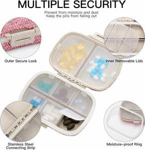 Portable 8 Compartments Daily Organizer, Bling Crystal Diamond Box, Small Travel Pill Case to Hold Vitamin, Fish Oil Custom Logo - Product Image 4