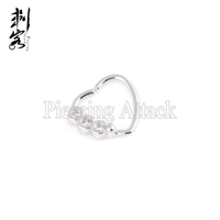 Anting-anting gelang daith bentuk hati dengan zircon kuningan, desain cakar, untuk pernikahan romantis, perhiasan tubuh.